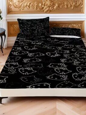 3 Pcs Black Kitty Design Sheet Set